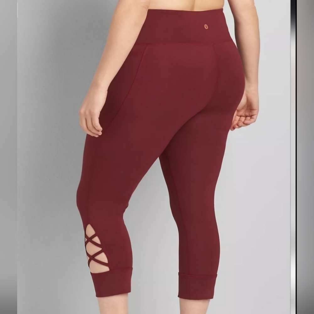 LIVI high rise soft Capri leggings with pockets - zinfandel size 18/20 - Picture 2 of 9